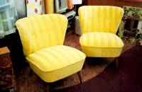 Zwei gelbe Sessel neu gepolstert von Raumausstattung Ungar Rostock