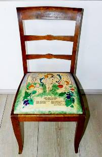 Polsterei alter Stuhl mit Leder und Motiv Raumausstatter Rostock